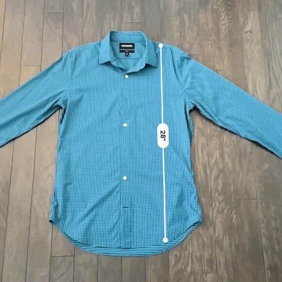 Bonobos Blue Check Slim Fit Medium Long Men's Shirt - Picture 11 of 11